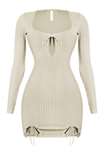 Load image into Gallery viewer, Michelle L/S Ribbed Mini Dress (Sand)