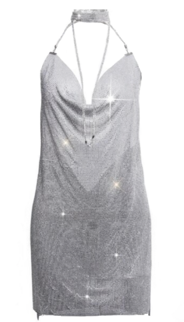 Sybil Metal Backless Dress (Silver)