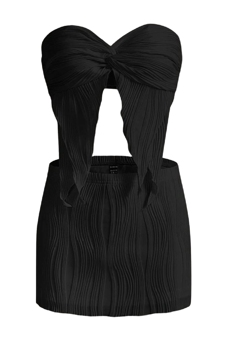 Celine Twist Skirt Set (Black)