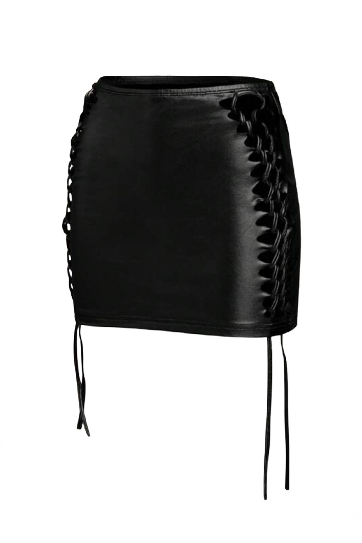 Aria Braided Mini Skirt (Black)