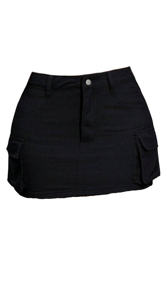 Raisa Cargo Mini Skirt (Black)