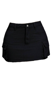 Raisa Cargo Mini Skirt (Black)