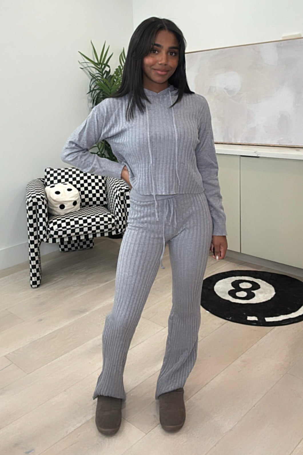 Kyree Knit Long Sleeve Pants Set (Heather Grey)