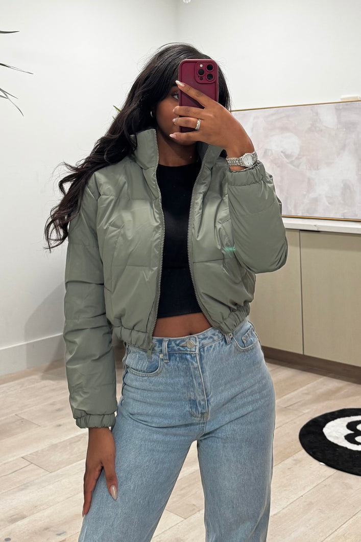Carly Puffer Jacket (Olive Green)