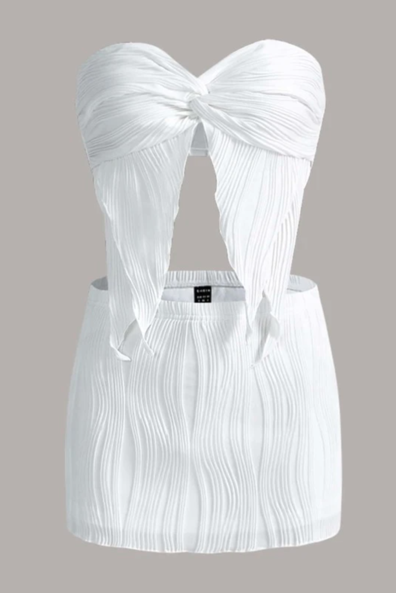 Celine Twist Skirt Set (White)