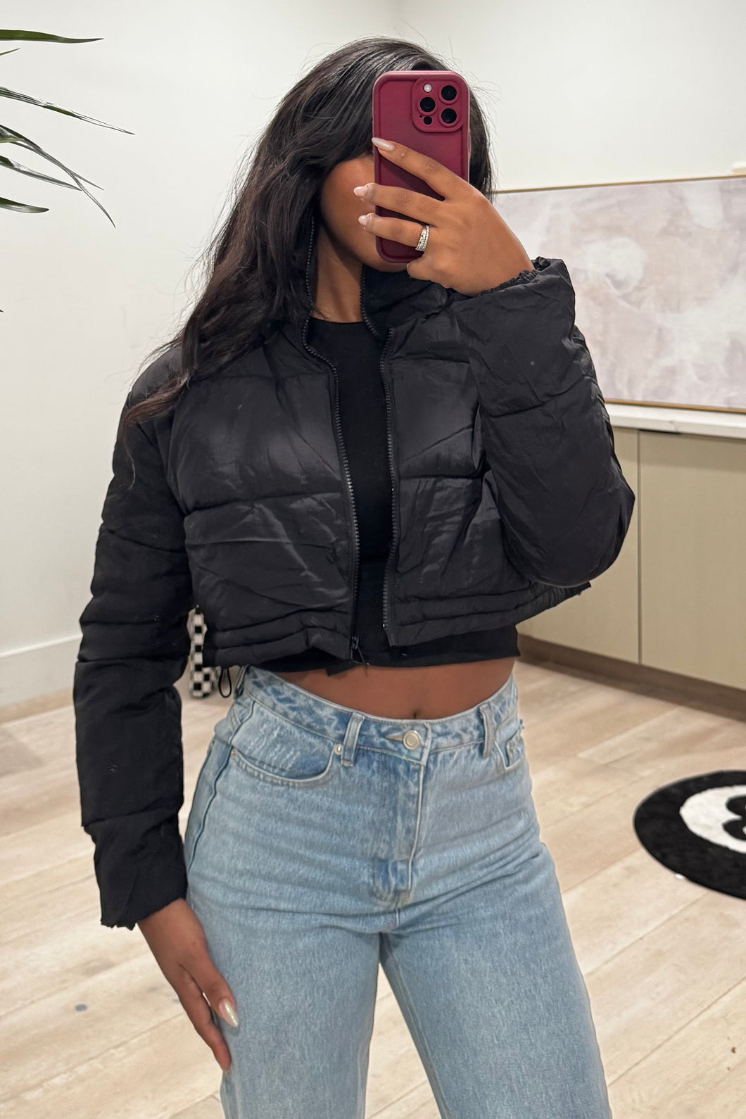 Bryant Cropped Puffer Jacket (Black)