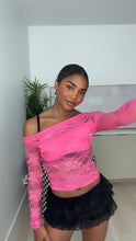 Load image into Gallery viewer, Paislee Long Sleeve Lace Top (Fuchsia Pink)