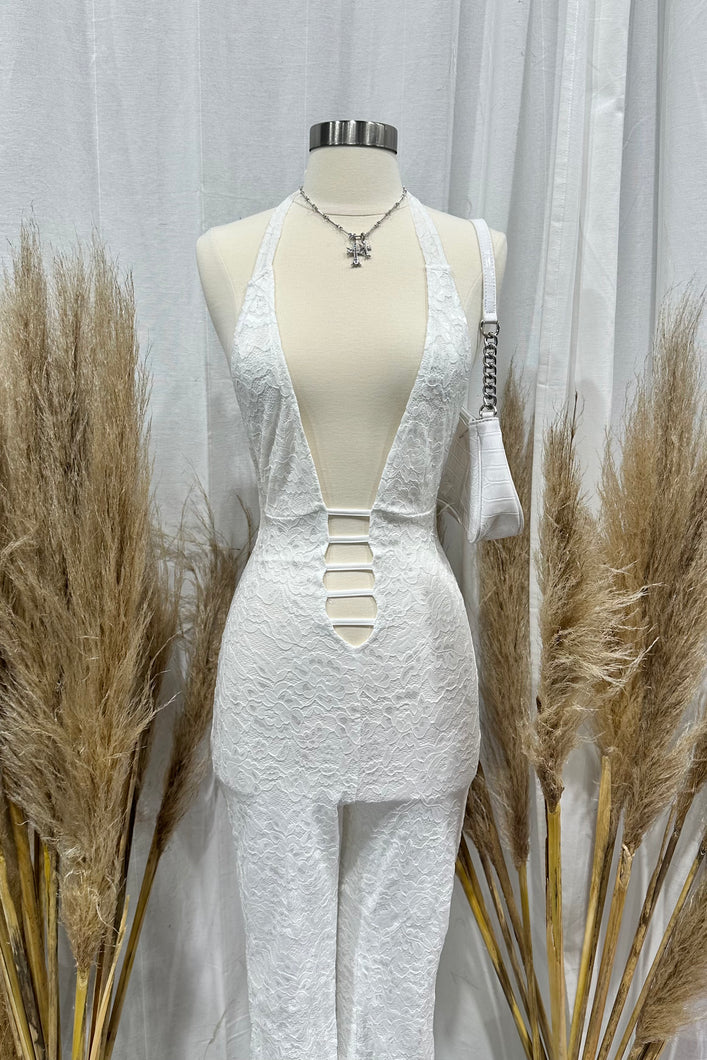 Saint Halter Lace Jumpsuit (White)