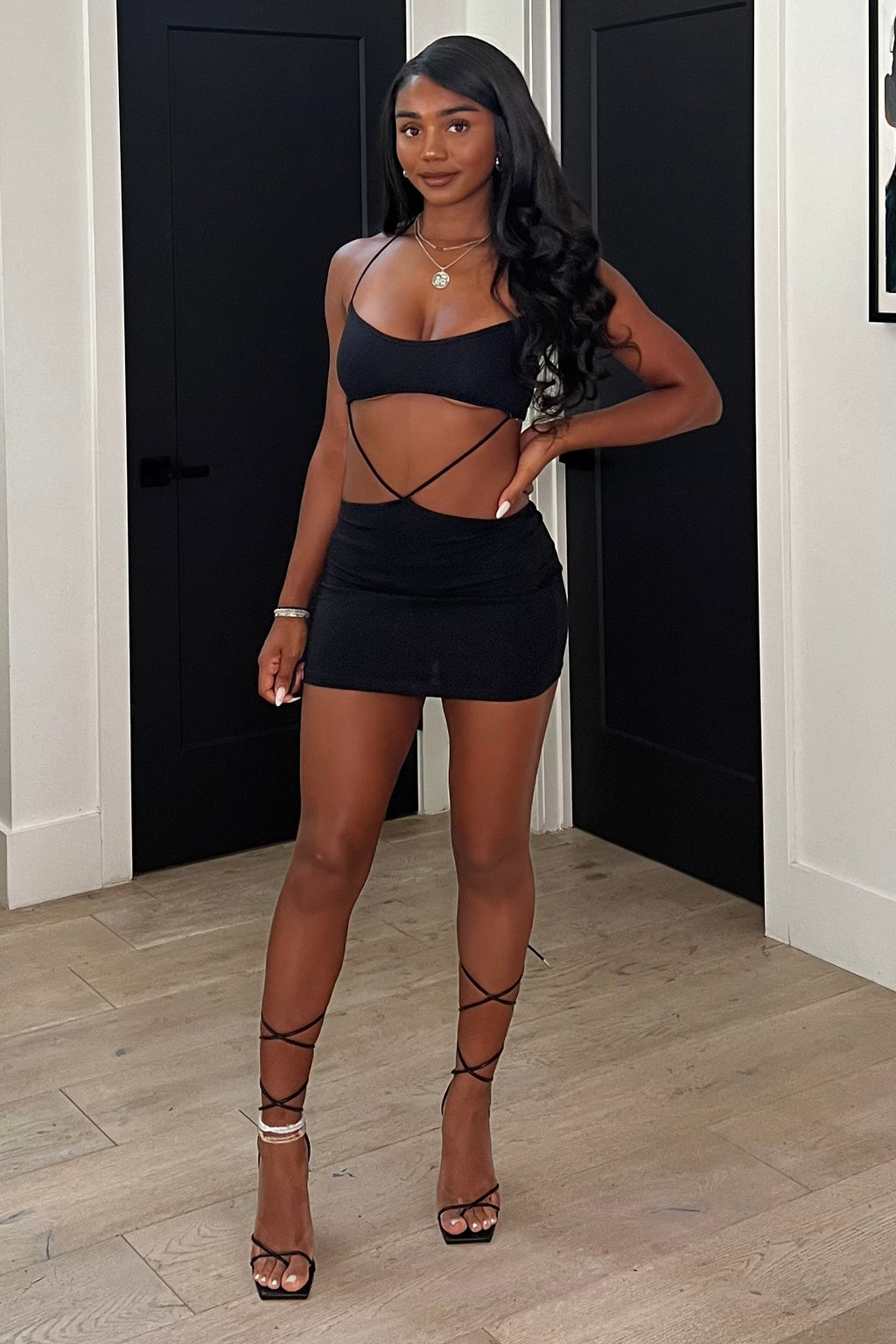 Bre Cutout Mini Dress (Black)