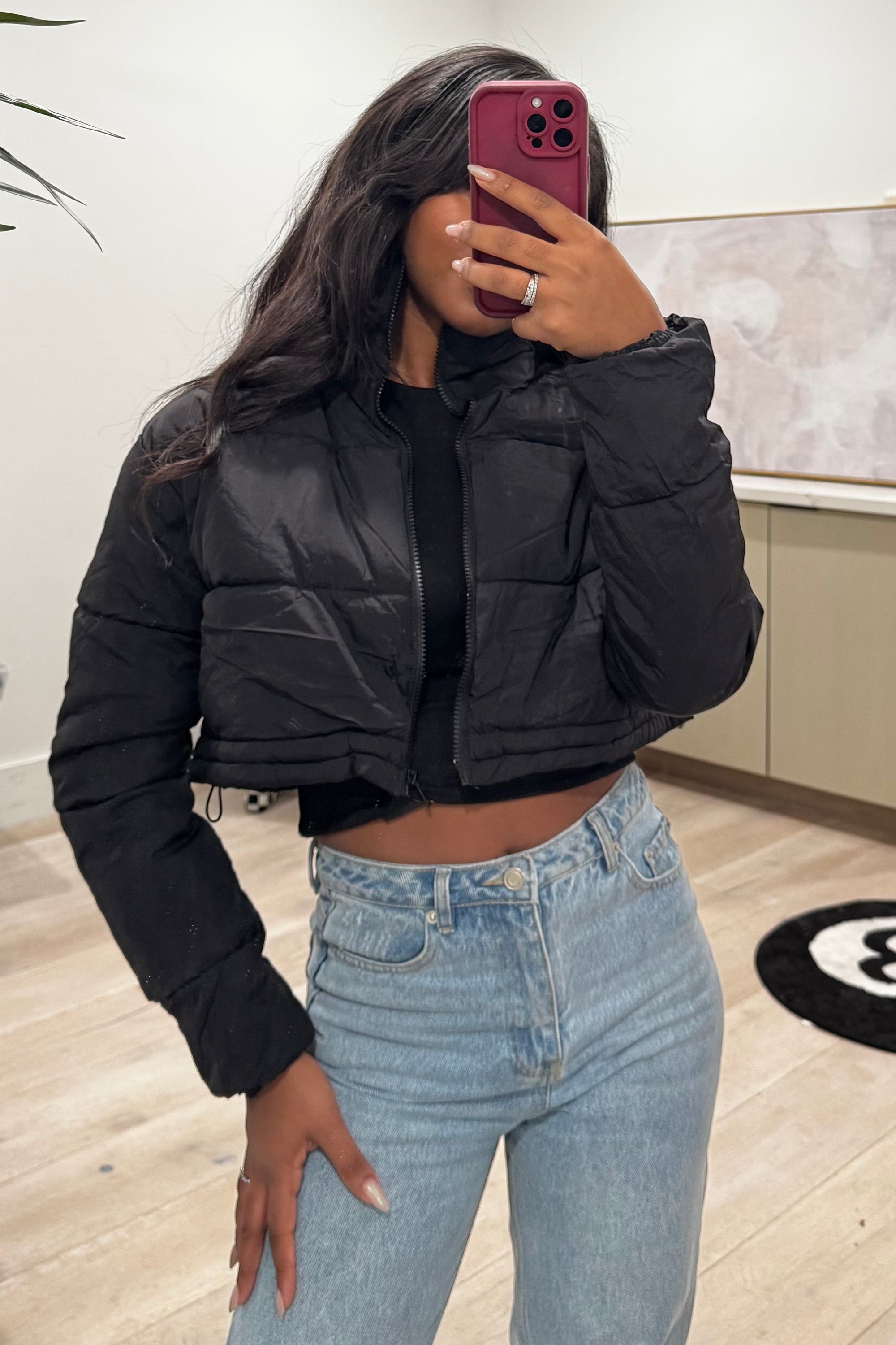 Bryant Cropped Puffer Jacket (Black)