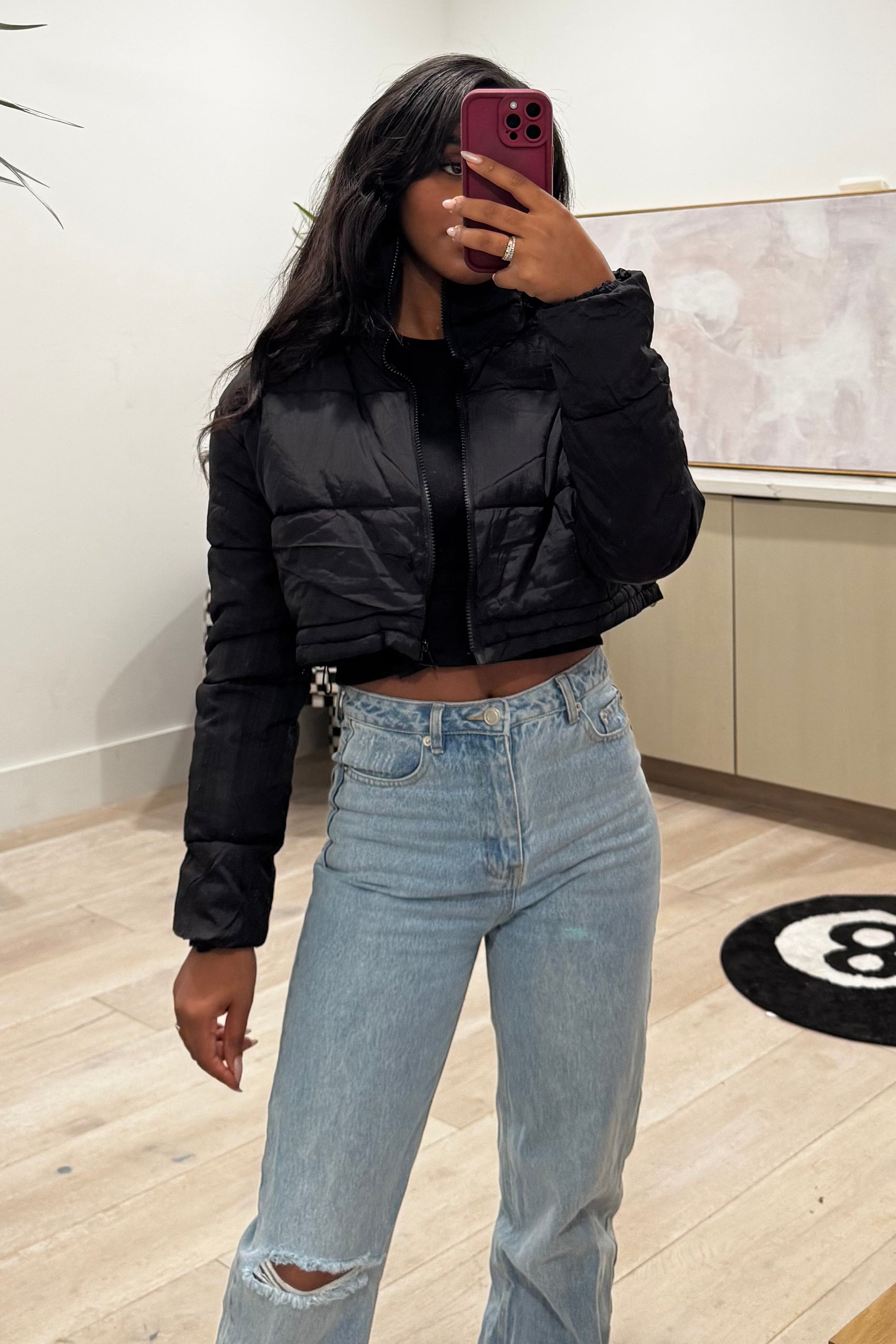 Bryant Cropped Puffer Jacket (Black)