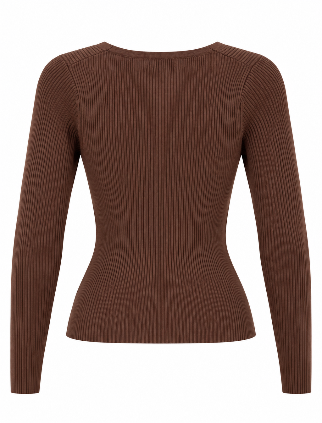 Velma V Neck Button Up Top (Brown)