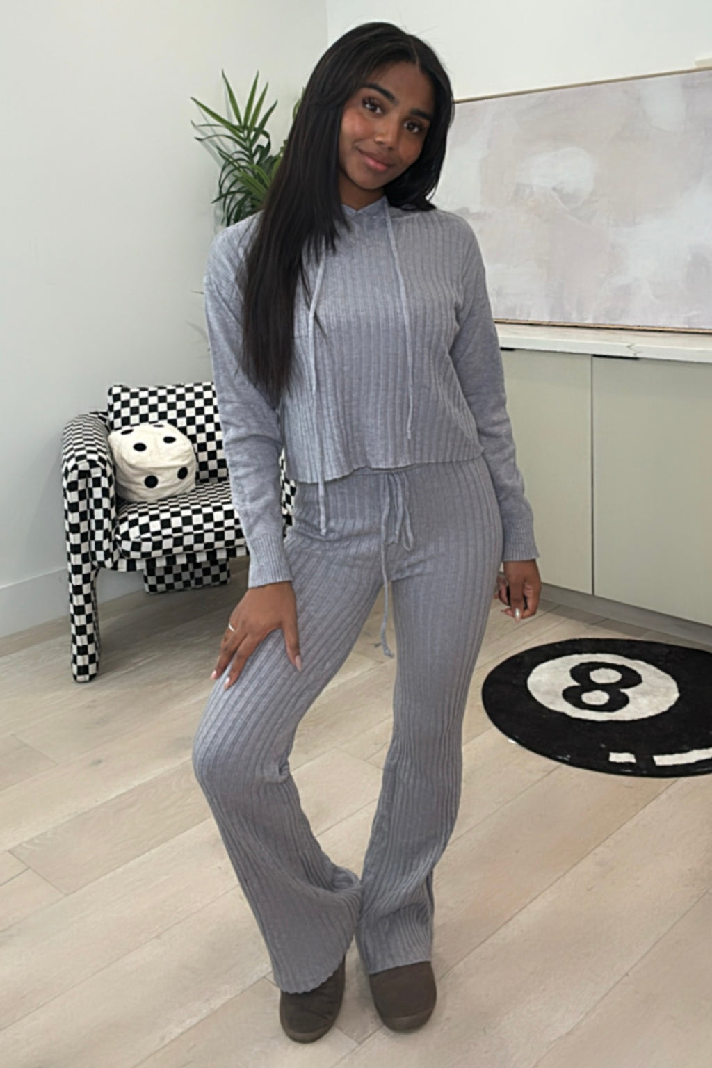 Kyree Knit Long Sleeve Pants Set (Heather Grey) Shop Israella Kyree Knit Long Sleeve Pants Set (Heather Grey) Shop Israella