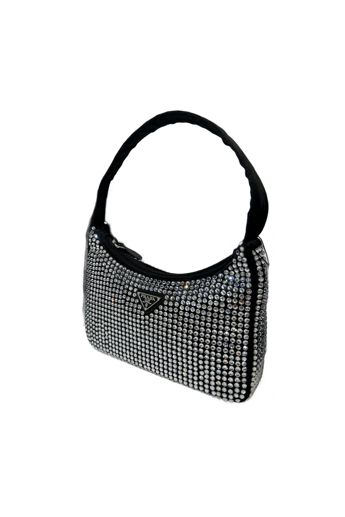 Rada Rhinestone Shoulder Bag (Silver/Black)