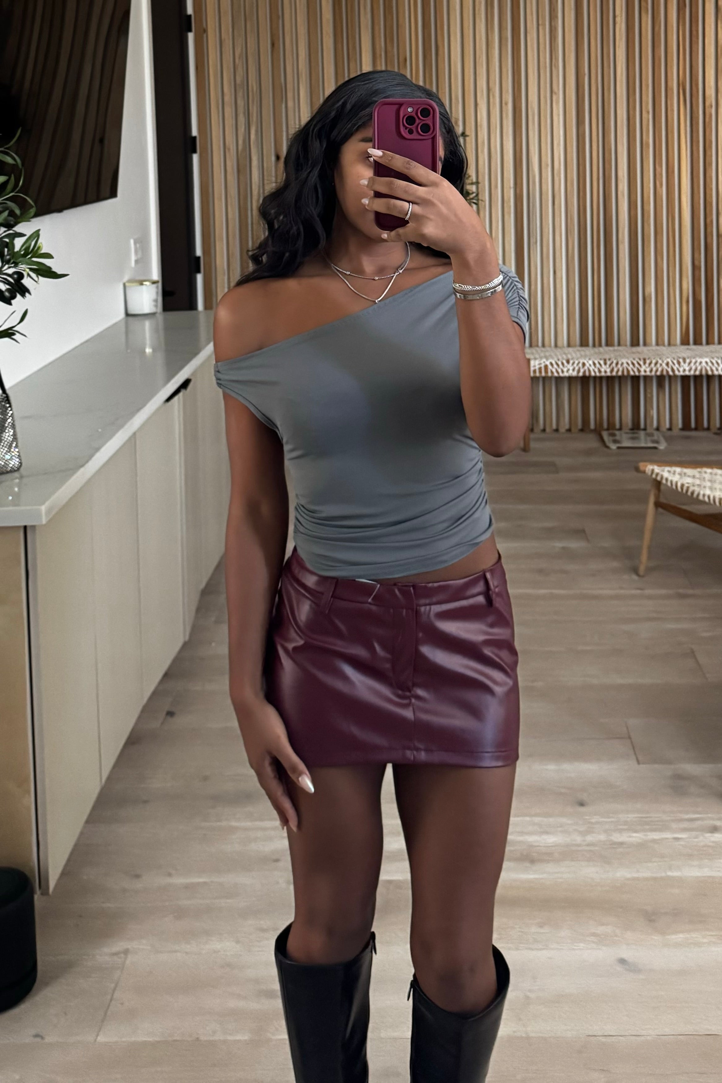 Alexa Asymmetrical Top (Charcoal Grey)