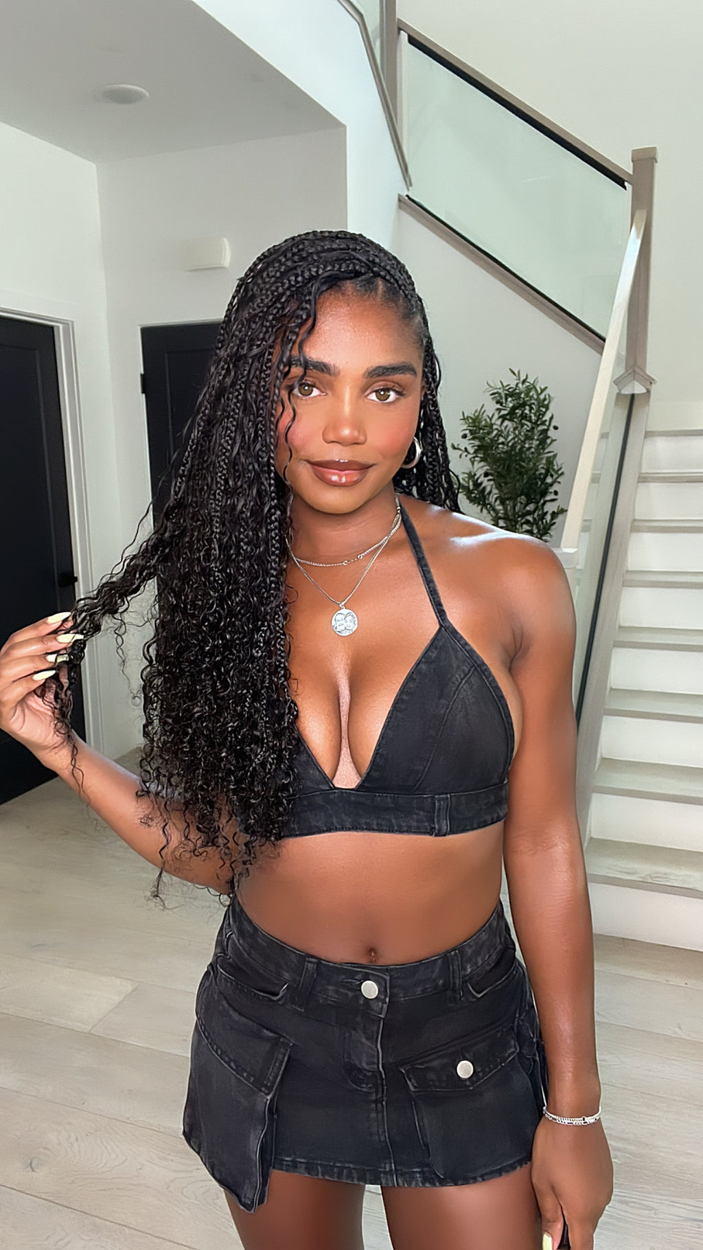 Wolf Backless Crop Top (Black)
