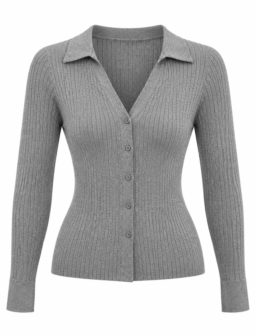 Manda Button Up Long Sleeve Top (Dark Grey)