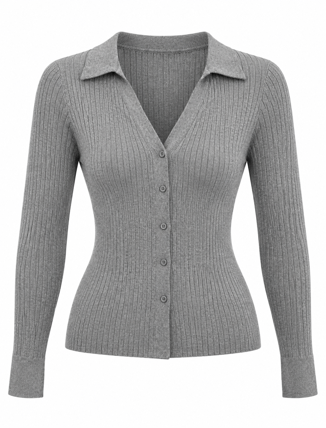 Manda Button Up Long Sleeve Top (Dark Grey)