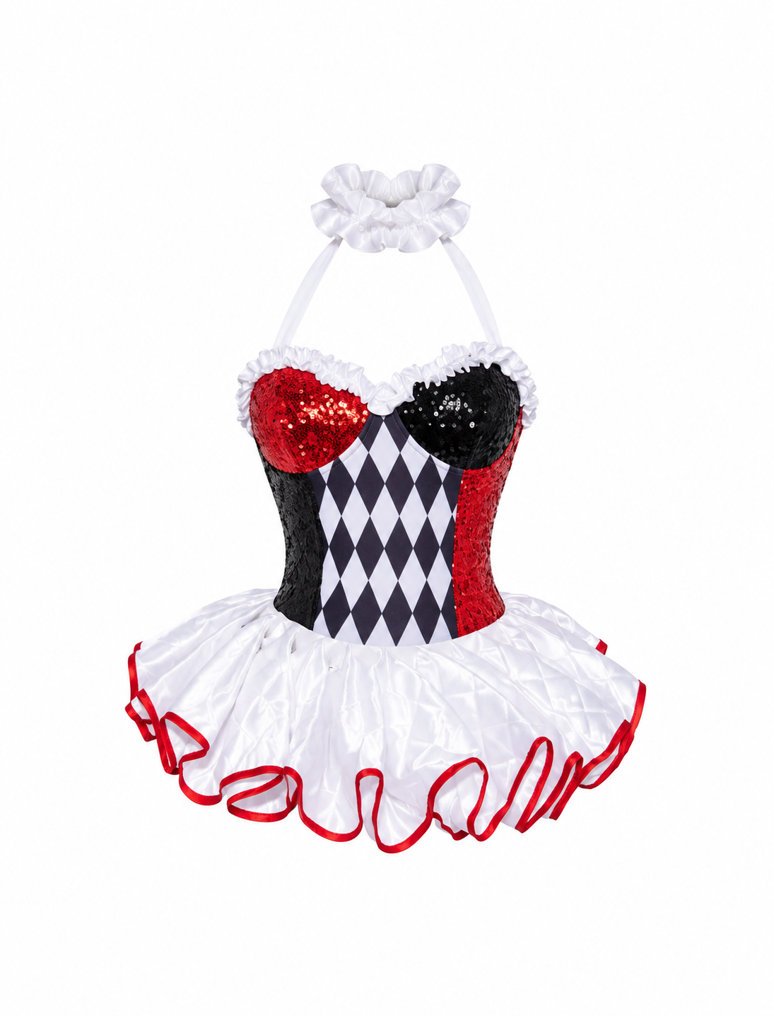 Queen Of Hearts Clown Costume (White Multi)