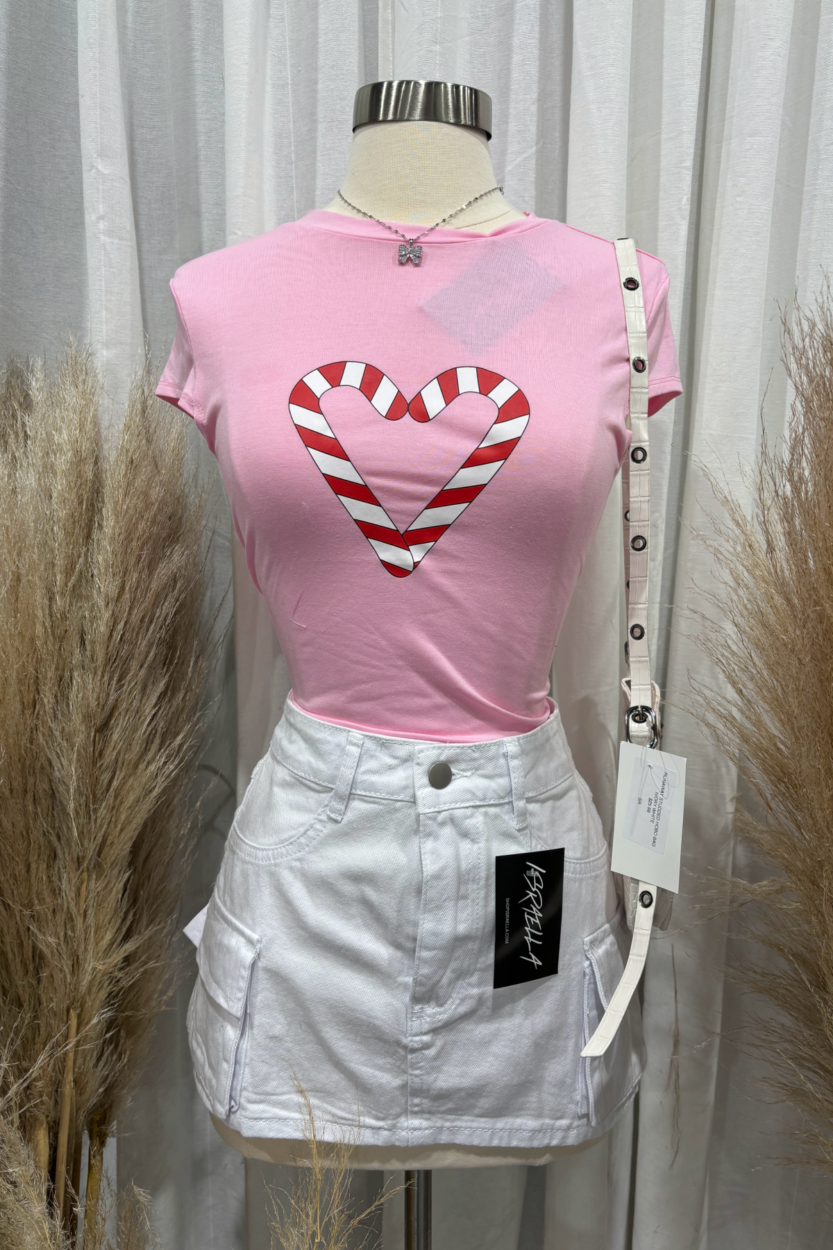 Candy Cane Crop Top (Baby Pink)