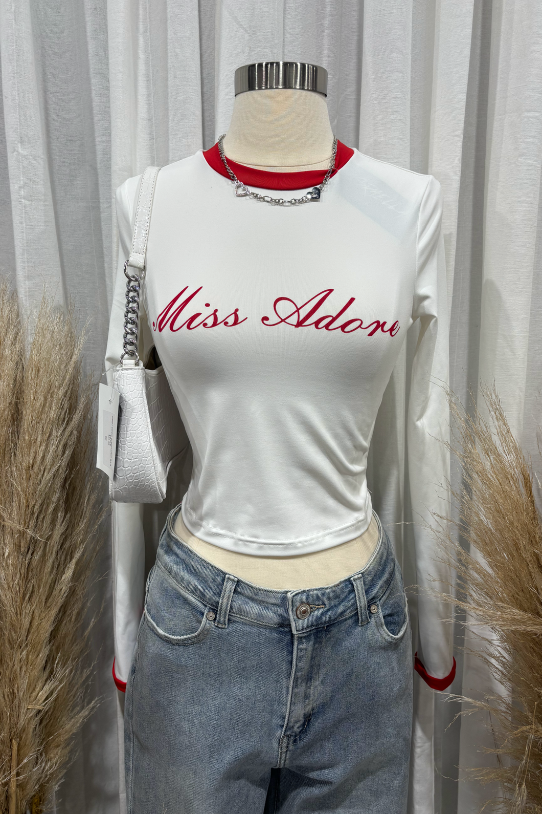 Miss Adore Long Sleeve Top (White)