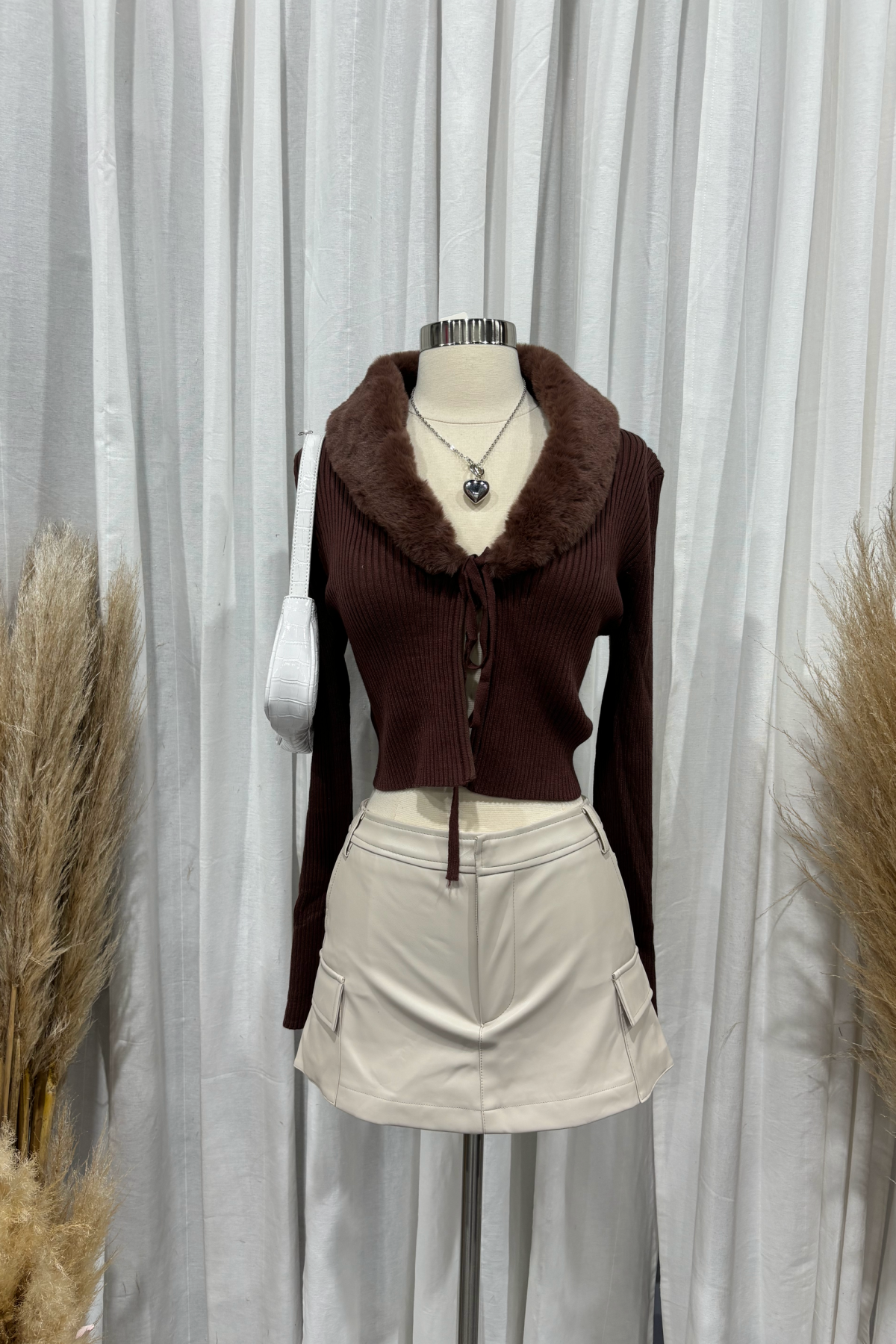 Spears Fur Long Sleeve Top (Brown)