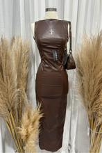 Load image into Gallery viewer, Mimic Leather Maxi Tank Dress (Chocolate Brown)