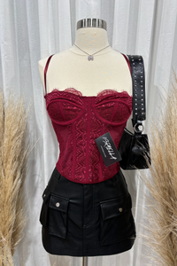 Aria Corset Top (Burgundy Red)