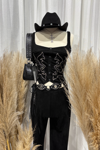 Marquez Suede Flare Pants (Black)