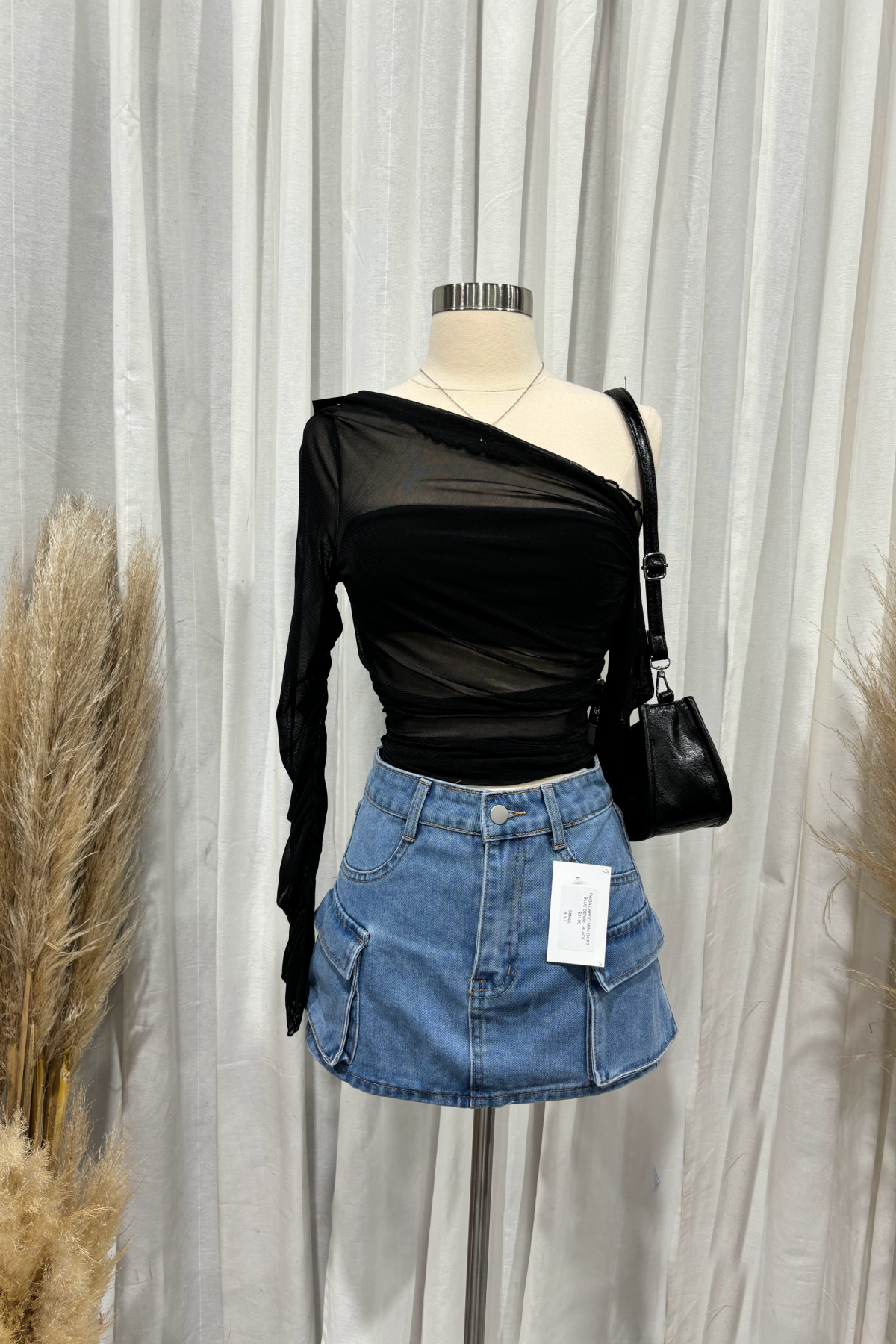 Mitchell Mesh Asymmetrical Top (Black)