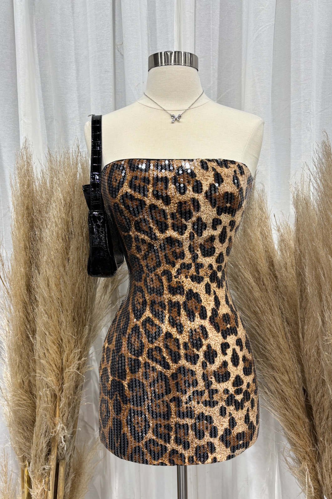 Jay Sparkle Mini Dress (Brown Leopard)