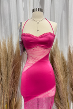 Load image into Gallery viewer, Tristezza Lace Halter Dress (Fuchsia Pink)