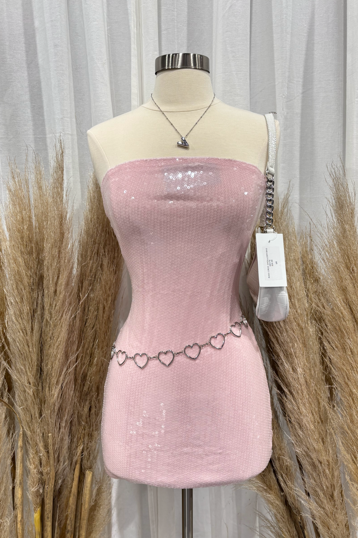 Jay Sparkle Mini Dress (Baby Pink)