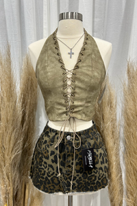 Fabianna Leather Top (Khaki Brown)