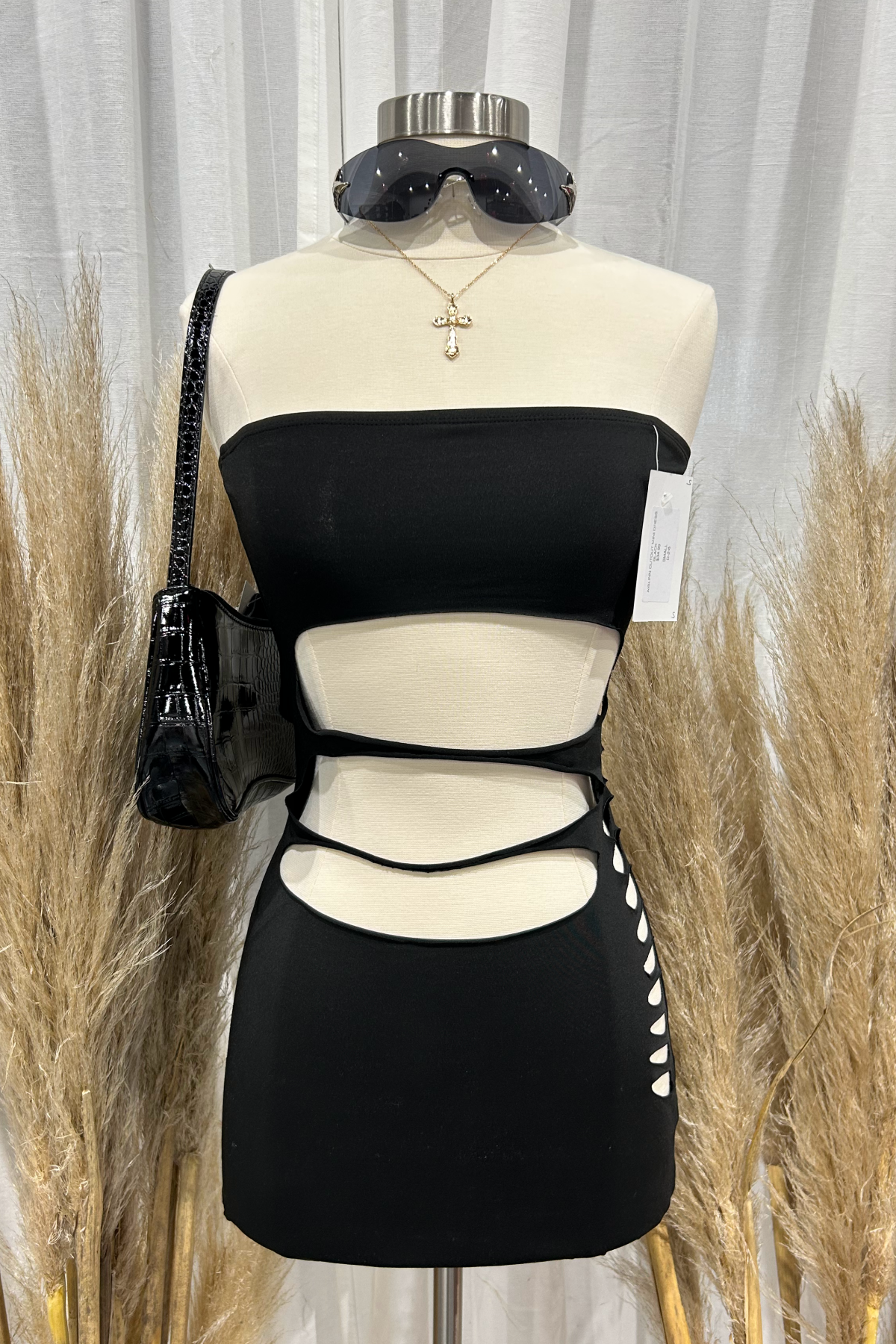 Aislinn Cutout Mini Dress (Black)