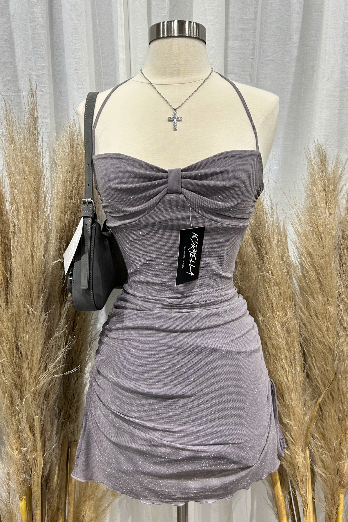 Itzaya Halter Mini Dress (Grey)