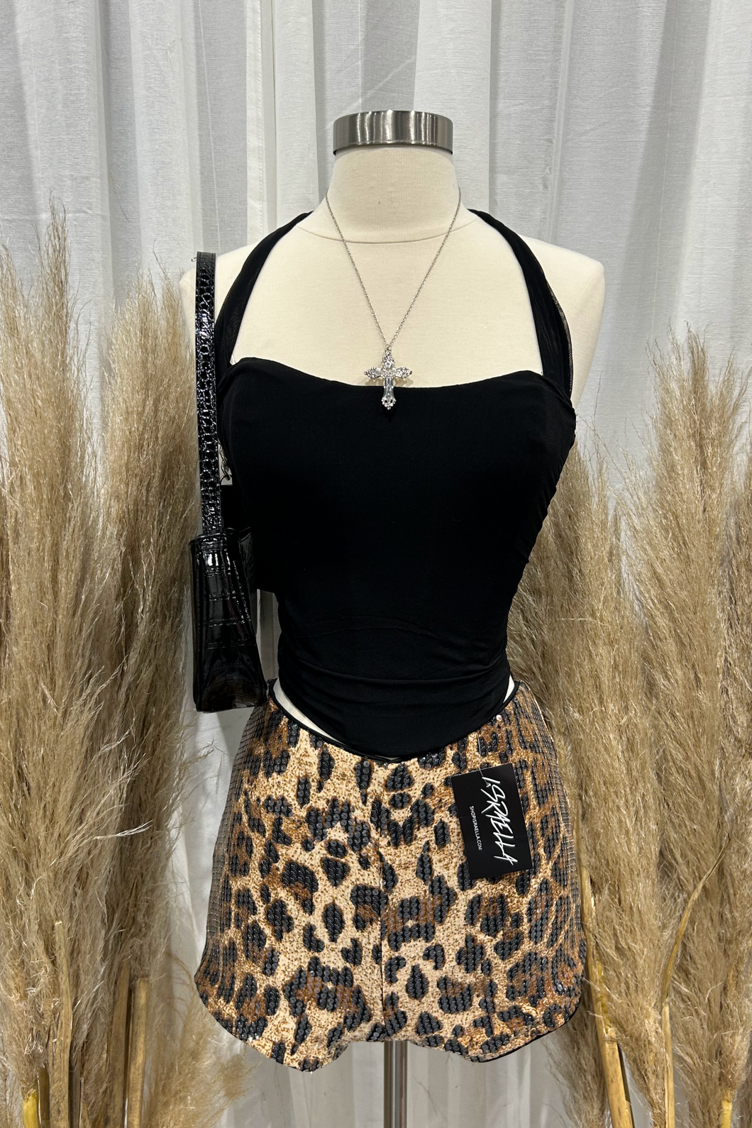 Eve Mesh Halter Top (Black)