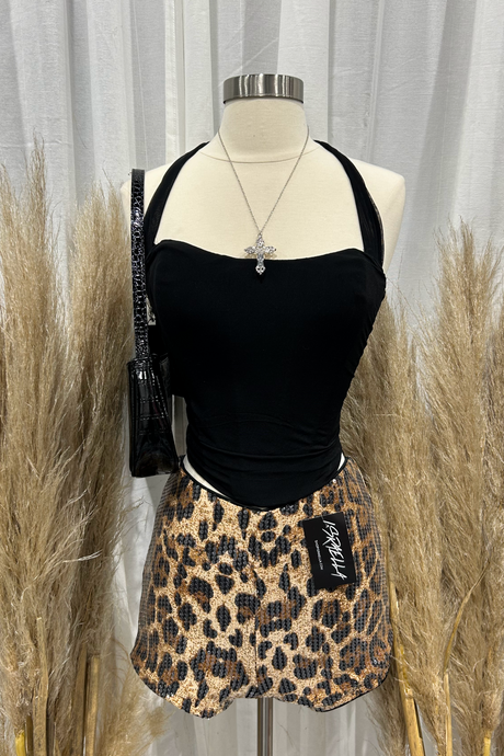 Jay Sparkle Booty Shorts (Black Leopard)