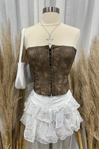 Alabama Leather Tube Top (Brown)