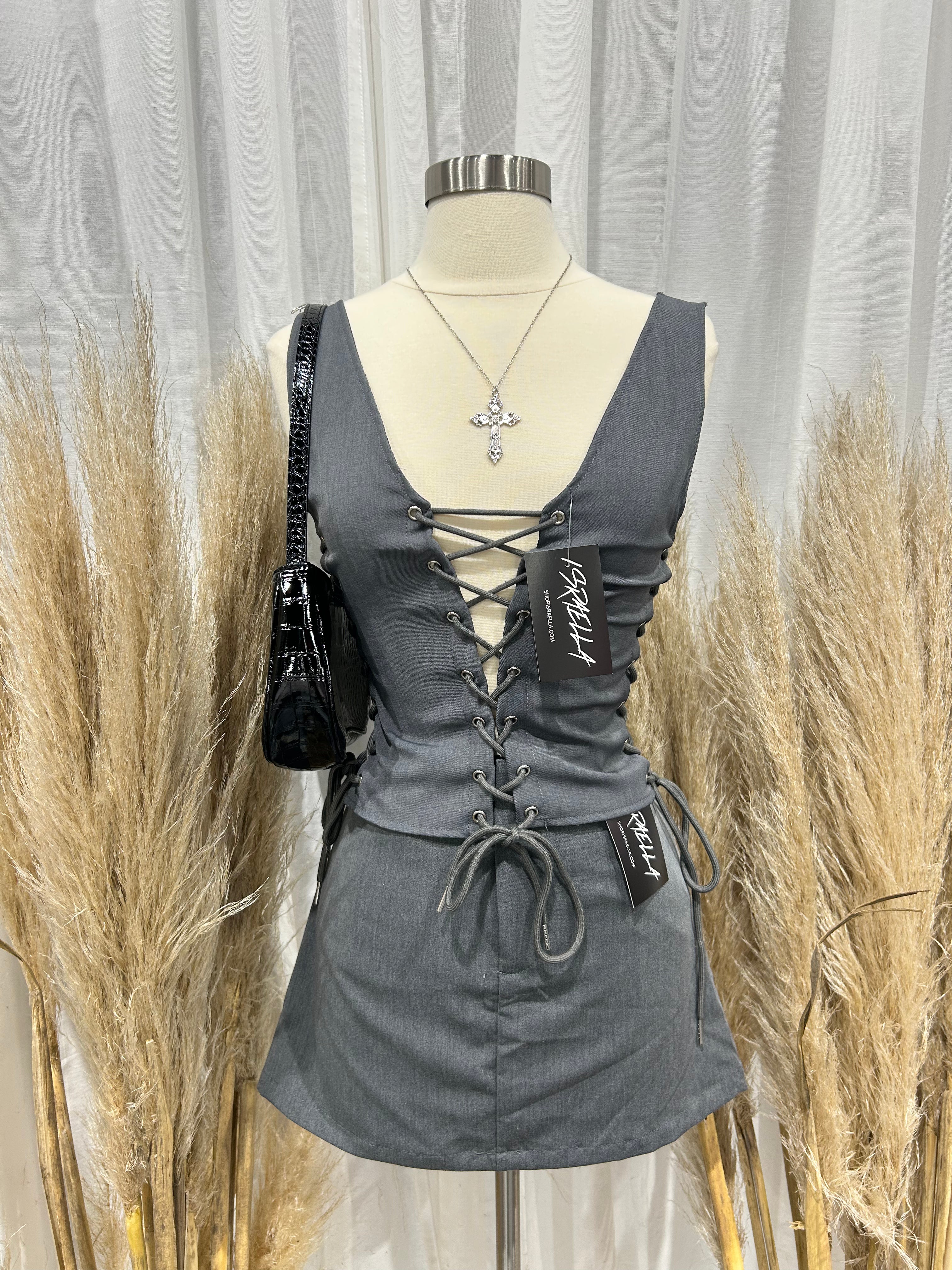 Miana Tie Top (Grey)