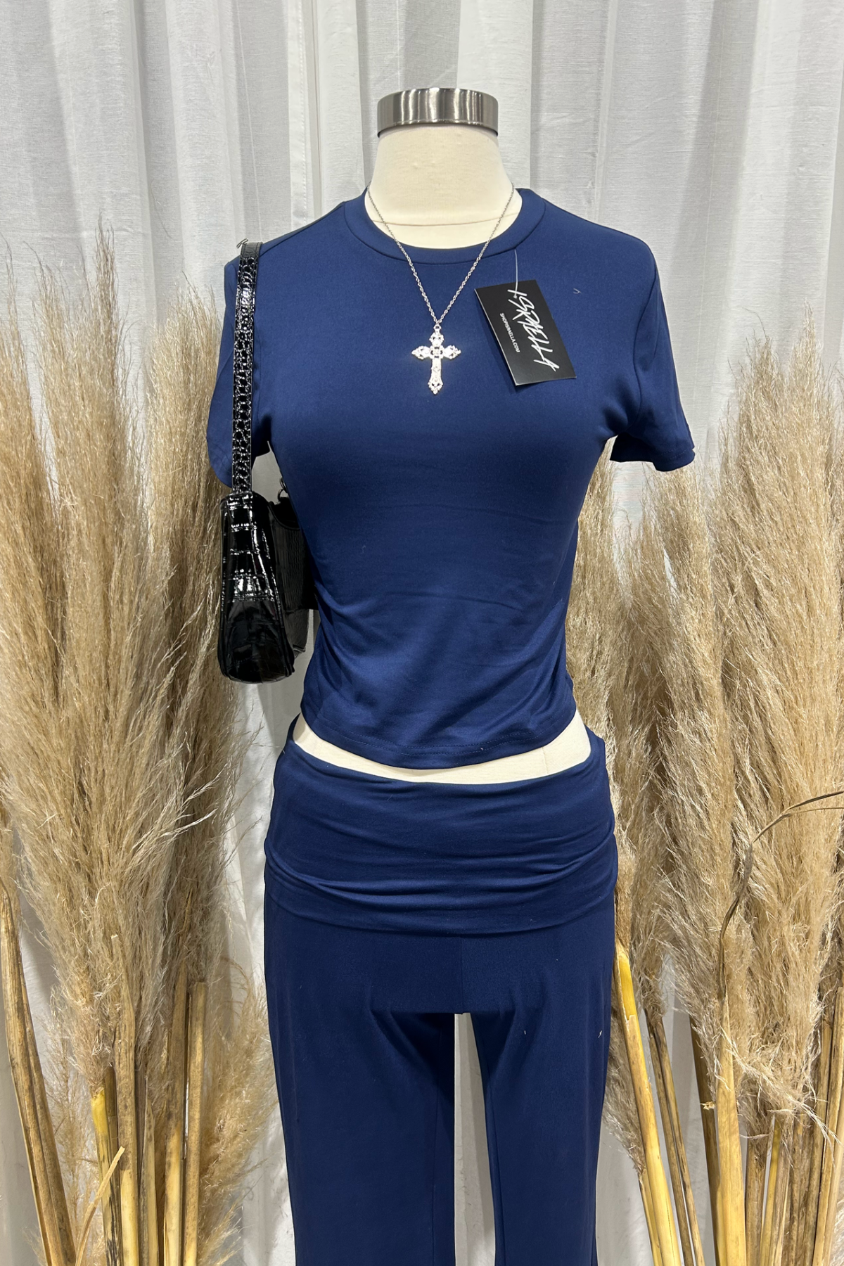 Grace Yoga Pants Set (Navy Blue)