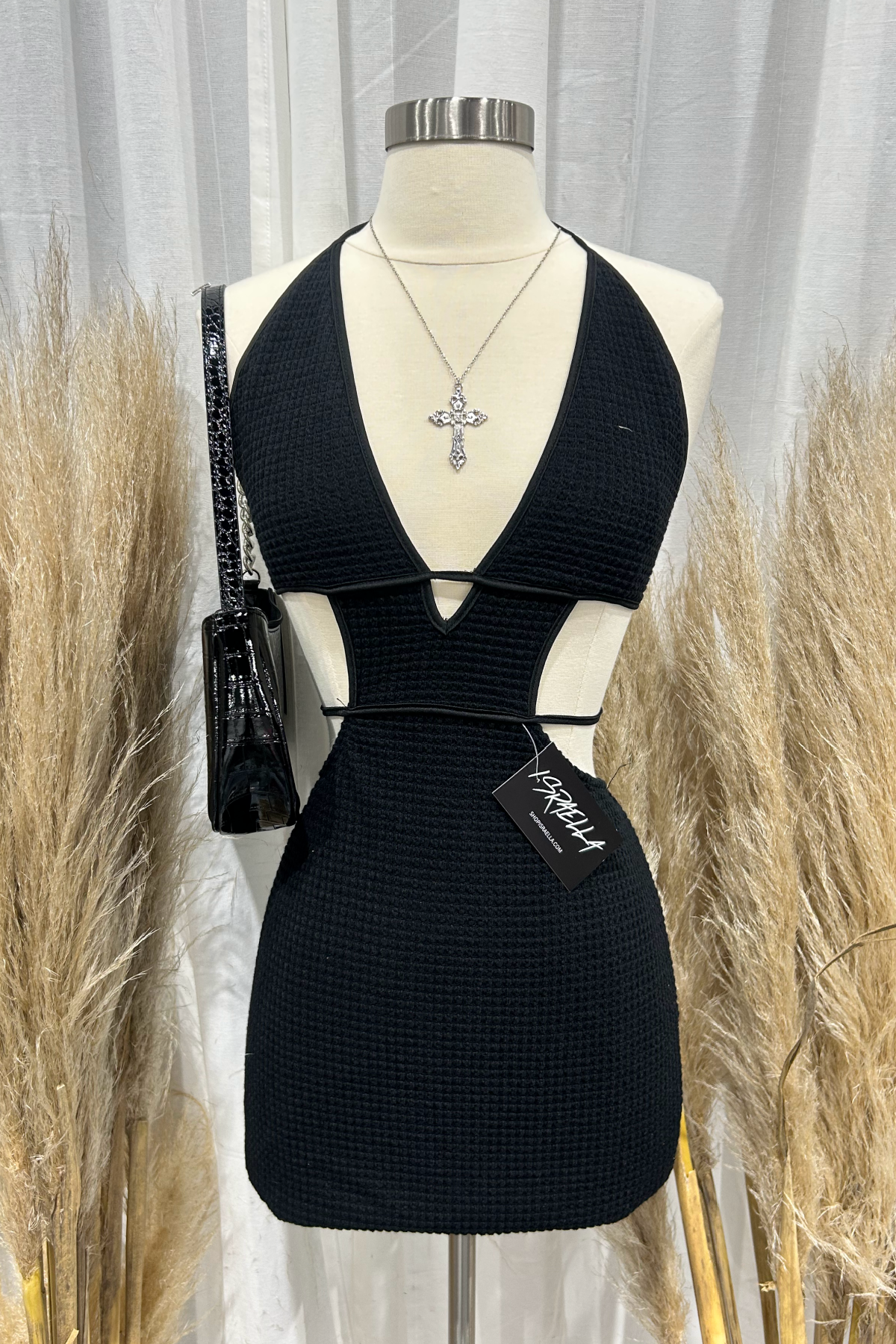Judith Halter Mini Dress (Black)