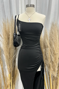 Vienna Maxi Slit Dress (Black)