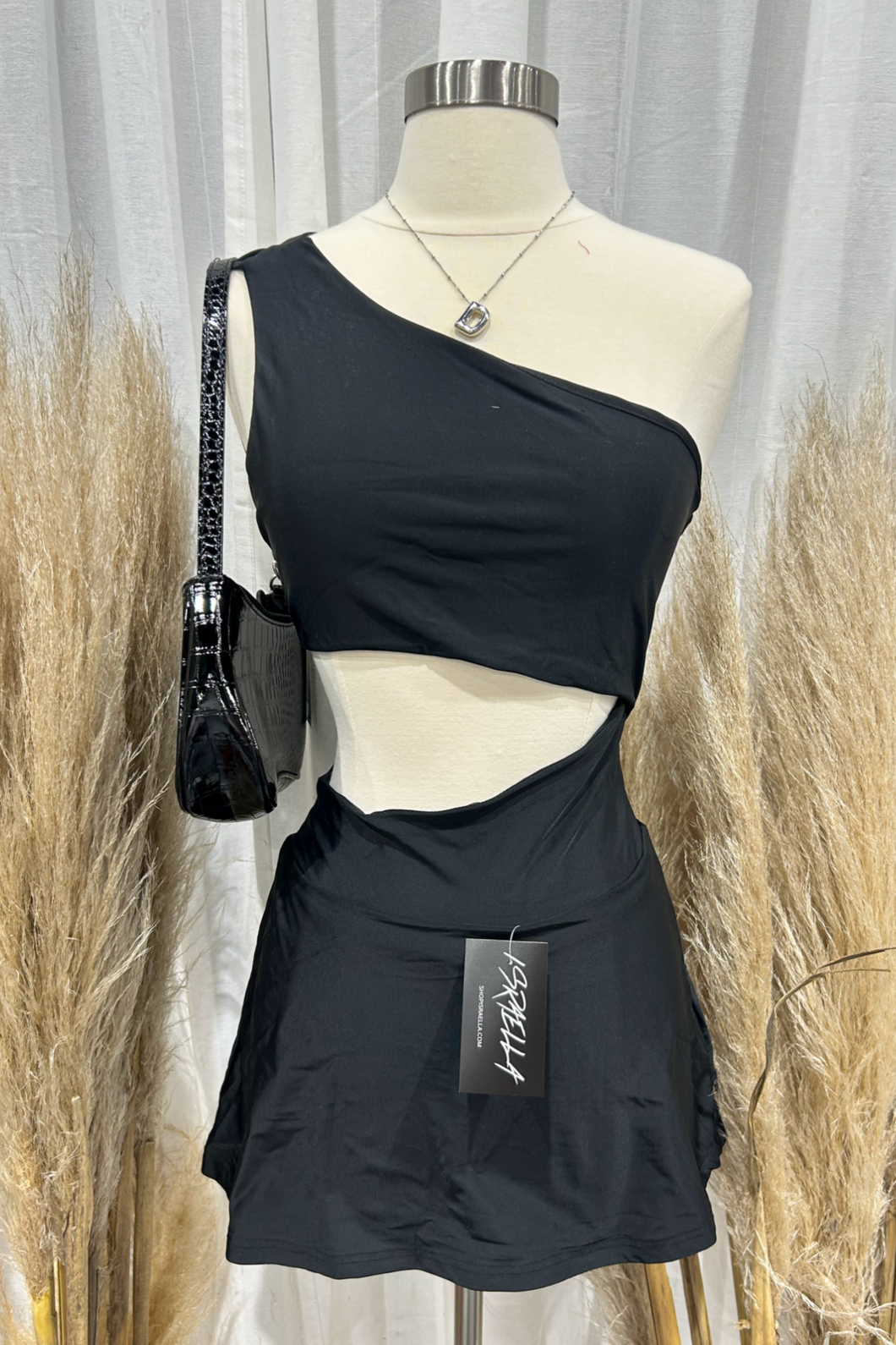 Emani One Shoulder Tennis Dress (Black)