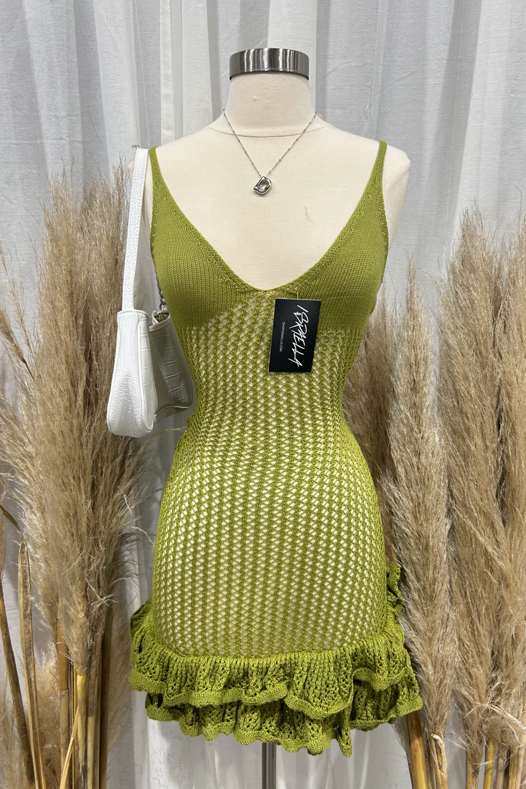 Lina Crochet Dress (Avocado Green)