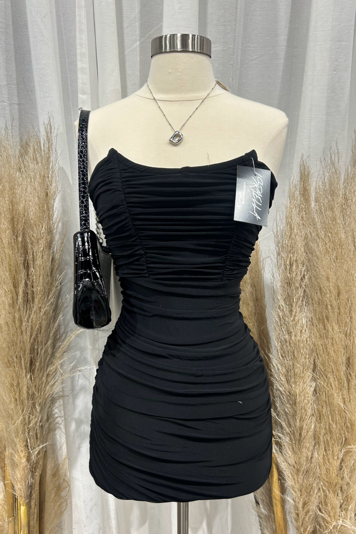 Amanda Mesh Mini Dress (Black)