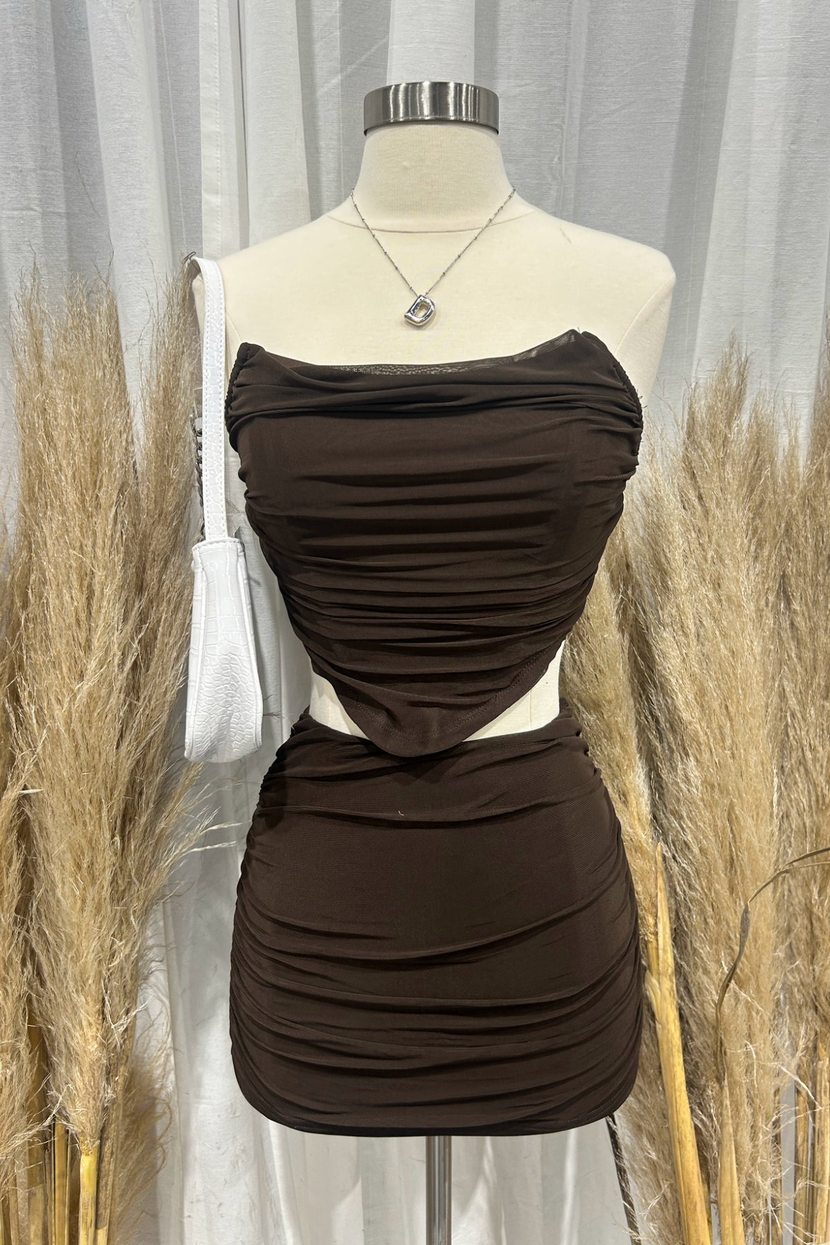 Heavenly Mesh Skirt Set (Chocolate Brown)