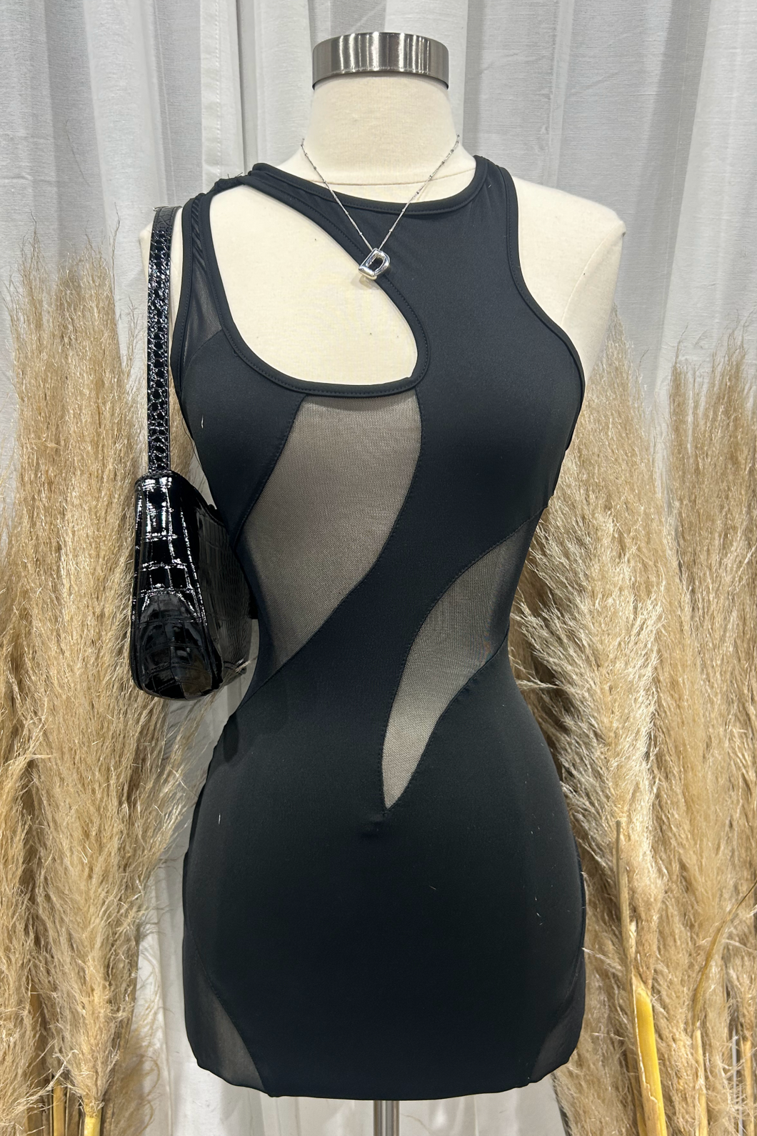 Hughes Cutout Mesh Dress (Black)