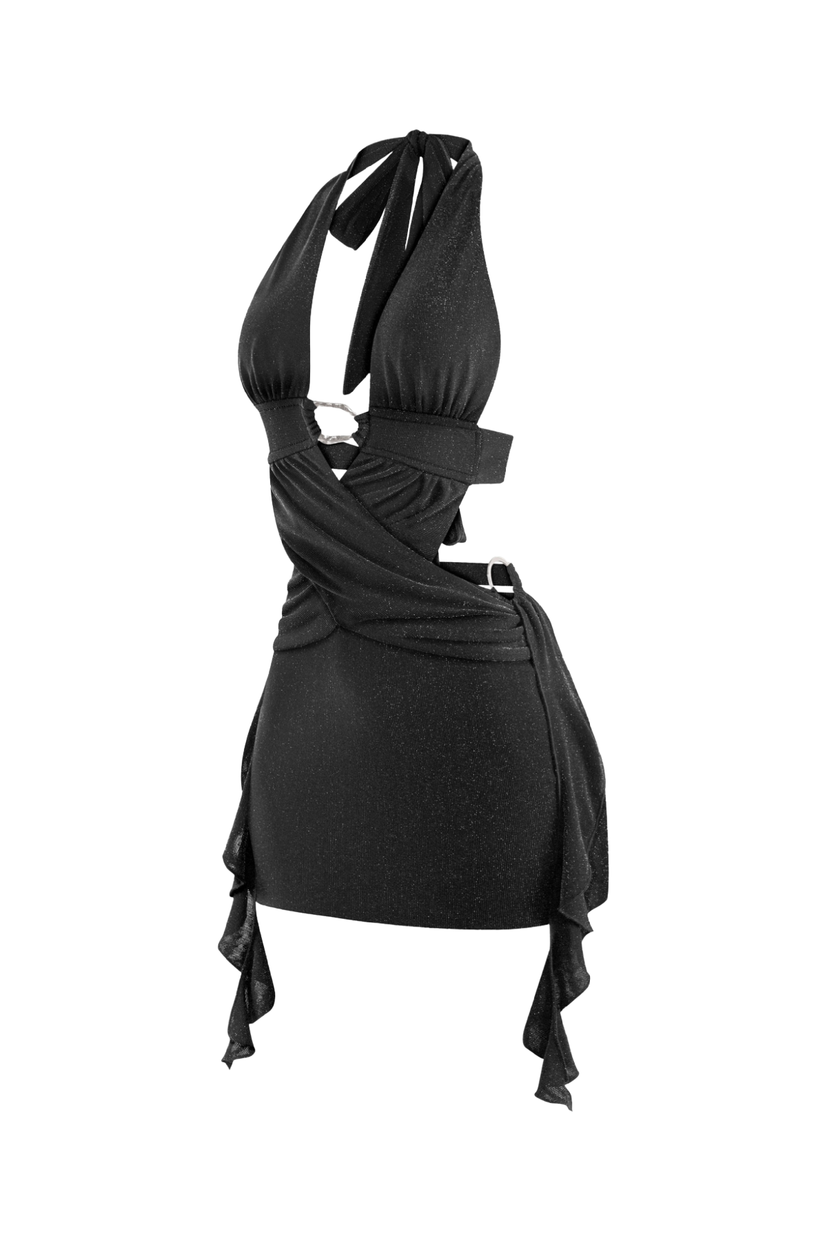 Vixen Halter Dress (Black Shimmer)