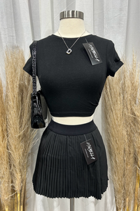 Arianna Pleated Tennis Skirt (Black)